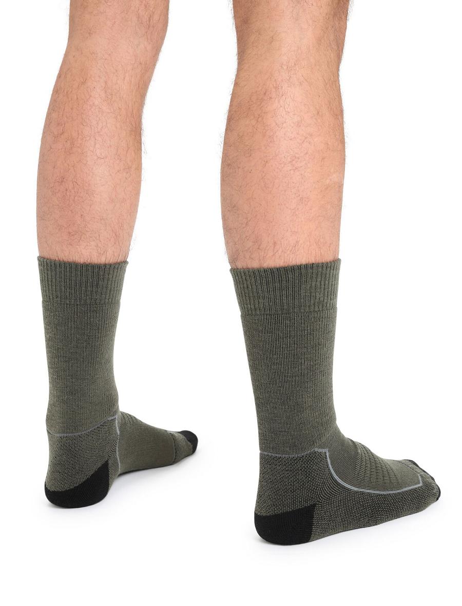 Chaussettes Icebreaker Merino Hike+ Heavy Crew Homme Vert Olive Noir | FR 1021OKIR